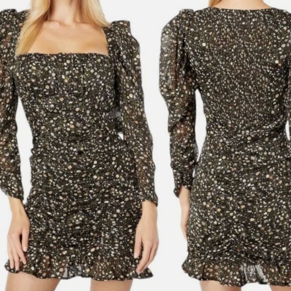 ASTR The Label Victoria Long Sleeve Dress Black Blush Floral Size Medium
